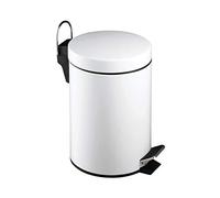 Premier Housewares 506422 Pedal Bin White Kitchen Bin Stainless Steel Bathroom Bin Pedal Push Kitchen Bins Recycling Bins 3 L H26 x W17 x D23cm
