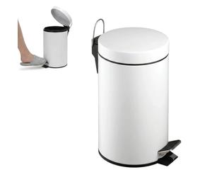 Premier Housewares 506422 Pedal Bin White Kitchen Bin Stainless Steel Bathroom Bin Pedal Push Kitchen Bins Recycling Bins 3 L H26 x W17 x D23cm