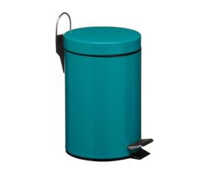 Premier Housewares 506429 Pedal Bin Turquoise Kitchen Bin Stainless Steel Bathroom Bin Pedal Push Kitchen Bins Recycling Bins 3 L, H26 x W17 x D23cm