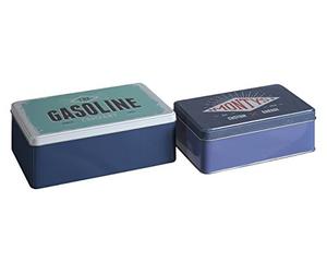 Premier Housewares 507317 Kitchen Storage Tin, Rectangular, Multi-Colour, Set of 2 - Hot Rod 13 x 20 x 7 cm
