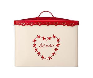 Premier Housewares 507623 Anglaise Bread Bin - Cream/Red H25 x W33 x D18cm