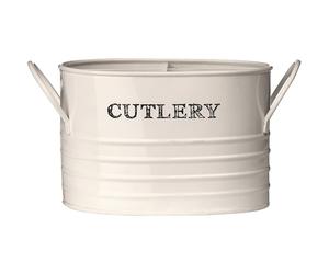 Premier Housewares 507632 Sketch Cutlery Caddy - Cream Beige H11 x W16 x D13cm