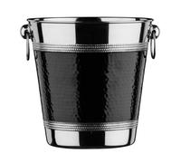 Premier Housewares 507784 Champagne Bucket with Hammered Black Band - Stainless Steel