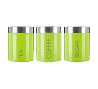 Premier Housewares Tea, Coffee & Sugar Canisters, Lime Green