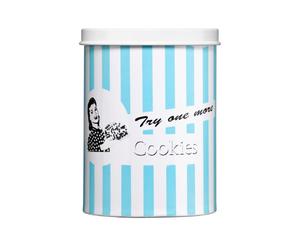 Premier Housewares 507914 Candy Stripe Cookie Canister - Blue H18 x W15 x D15cm