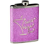 Premier Housewares 508075 Girls Night Out Glitter Hip Flask, 8 oz - Hot Pink H14 x W10 x D3cm