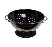 Premier Housewares 508557 Enamel Retro Colander Bowl Stainless Steel Pasta Strainer Black Rice strainer for Cooking Sives for Cooking Pasta Drainer, H13 x W23 x D23cm