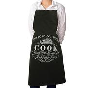 Premier Housewares 5100073 Vintage Home 100% Cotton Apron - Black, H83 x W70 x D1cm
