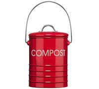 Premier Housewares 510018 Compost Bin with Handle, Red, Metal, H20 x W15 x D15cm