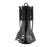 Premier Housewares 6 Pc Silicone Kitchen Utensil Set With Stand | Unique Cooking Utensils | Heat-Resistant Grey Spatula Kit | Ideal For Non-Stick Cookware & Modern Kitchens