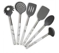 Premier Housewares 6 Piece Kitchen Silicone Spatula Set | Kitchen Silicone Utensil Set for Home | Spatula Spoon Set with Marble Effect Handles | Cooking Spoons Utensil Set