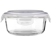 Premier Housewares 620ml Round Glass Food Storage Container|BPA-Free White PP Lid with Clip Locks Glass Jar|Large glass Jar with Lid|Air-tight Food Storage Container