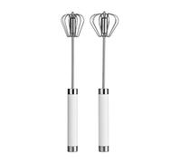 Premier Housewares 805379 Stainless Steel Press and Spin Whisks - Set of 2 Silver H30 x W7 x D7cm