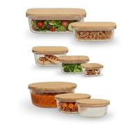 Premier Housewares 8pc Glass Container Set with Bamboo Lids (320-950ml)