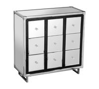 Premier Housewares 9-Drawer Mirrored Cabinet with Crocodile Effect Detail Stainless Steel