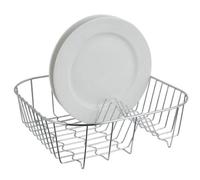 Premier Housewares 9 Plate Dish Drainer Rack Stainless Steel Draining Board Rack Cutlery Drainer Chrome Finishing Kitchen Drainer Rack Dish Rack, Silver, H10 x W34 x D34cm