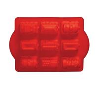Orsina Silicone 9 Trains Red Cake Mould, Flexible Non-Stick Silicone Tray, Heat Resistant Up To 230Degrees