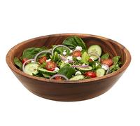 Premier Housewares Acacia Wood Serving Bowl, 20 cm Dia x 5 cm Deep, Round Wooden Salad, Fruit & Snack Bowl