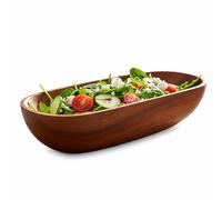 Premier Housewares Acacia Wood Small Oval Dish - Natural Wooden Serving Bowl for Snacks, Sides & Table Display (23 x 10 x 6 cm)