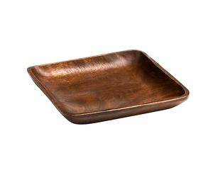 Premier Housewares Acacia Wood Square Serving Dish, Brown, H4 x W25 x D25cm