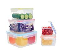 Premier Housewares Airtight Lids 5Pc Square Food Containers | Versatile Plastic Container For Kitchen | Multi Purpose Plastic Tupperware Sets | Durable Food Storage Container