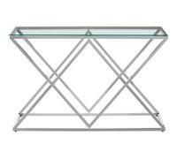 Premier Housewares Allure Inverted Prism Base Silver Console Table.