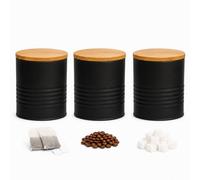 Interiors By PH Set Of Three Black Canisters, Black