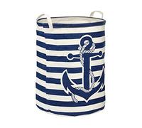 Premier Housewares Anchor Cotton Laundry Bag - Navy, 38 x 38 x 48 cm