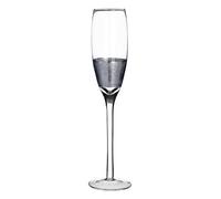 Premier Housewares Set of 4 Champagne Glasses - Silver Crosshatched Design, Silver