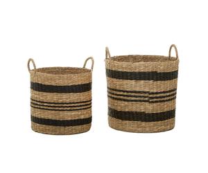 Premier Housewares Arles Black Stripes Seagrass Baskets