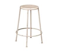 Premier Housewares Artisan Cream Metal Round Footrest Stool