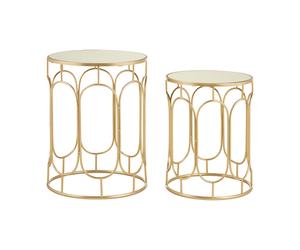 Premier Housewares Avantis Set of 2 Champagne Metal Side Tables