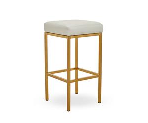 Premier Housewares Baina White Pu And Gold Finish Bar Stool