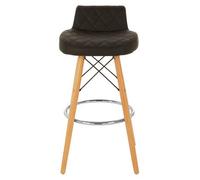 Premier Housewares Bar Stool, Counter Height Stools For Kitchen, Wood & Leather, w48 x d41 x h85cm - Black