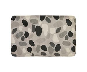 Premier Housewares Bath Mat Set Soft Non-Slip Bath Mats For Bathrooms Made from Polyester Gray and White Pebble Pattern 50 x 1 x 80