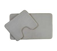 Premier Housewares Bath Mat Set Soft Non-Slip Bath Mats For Bathrooms Made from Polyester Solid Grey Finish With Trimming 50 x 1 x 80
