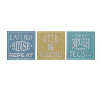 Premier Housewares Bathroom Wall Plaques - Multi-Colour, Set of 3