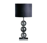 Premier Housewares Bedside Table Lamp Ceramic Effect Bedside Lamp Chrome Base Table Lamps for Lounge Desk Lamp Lamp Shade H51 Cm X W24 Cm X D24 Cm,