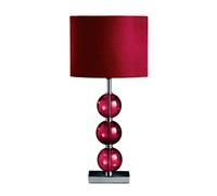 Premier Housewares Bedside Table Lamp Ceramic Effect Bedside Lamp Chrome Base Table Lamps for Lounge Desk Lamp Lamp Shade H51 Cm X W24 Cm X D24Cm, Red
