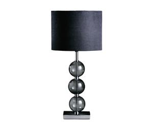 Premier Housewares Bedside Table Lamp Ceramic Effect Bedside Lamp Chrome Base Table Lamps for Lounge Desk Lamp Lamp Shade H51 Cm X W24 Cm X D24 Cm, Black