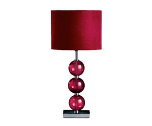 Premier Housewares Bedside Table Lamp Ceramic Effect Bedside Lamp Chrome Base Table Lamps for Lounge Desk Lamp Lamp Shade H51 Cm X W24 Cm X D24Cm, Red