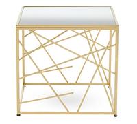 Premier Housewares Bedside Tables/Luxe Elegant Mirrored Side Table/Tall Warm Metallic Finish Lamp Table/Contemporary Design Mirrored Top Table W57 x D57 x H53cm.