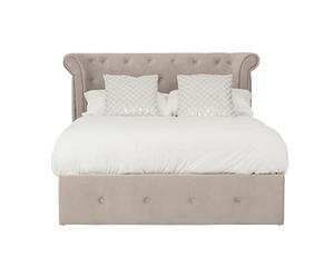 Premier Housewares Beige Double Ottoman Bed/Decorative Pillows For Bed/Bedroom Storage/Storage Ottoman Bed/Couch Bed Dimensions W163 X D219 X H110cm