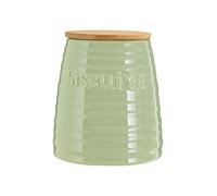 Premier Housewares Biscuit Ceramic Kitchen Storage Jars green Cookie Jars for Biscuits Canisters for The Kitchen Tea Coffee Sugar Tea Coffee and Sugar Canisters