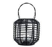 Premier housewares/Black Candle Holder/Tea light Candle Holders/Tea Light Candle Holders For Home/Round Tealight Holders/Rattan Candlestick Holders / W42 x D42 x H41cm