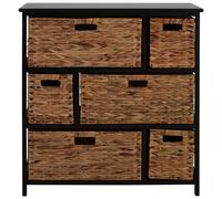 Premier Housewares Black Chest of Drawers For Bedroom With Classic Cut Handle Design 6 Drawer Assembled Drawers Freestanding Furniture Piece