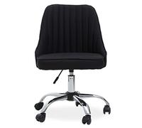 Premier Housewares Black Fabric Office Chair/Computer Chairs For Home/Channel Tufting Desk Chair/Computer Chair with Five hooded casters/ W49 x D54 x H91cm.