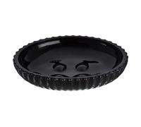 Premier Housewares Black Glass Soap Dish Minimalistic Design Hand Soap Dish Textured Ridge Effect Black Soap Dish Simple Design 12 x 3 x 12 cm