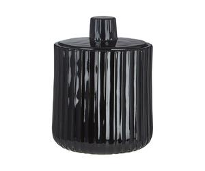 Premier Housewares Black Glass Storage Jar With Lid and Knob Glass Jar With Ridged Design Glass Jar For Daily Kitchen Use Tea And Coffee 9 x 12 x 9