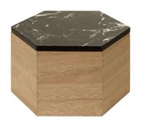 Premier Housewares Black Marble Effect Trinket Box Wooden Jewellery Box Display Case Small Storage Case Accessory Storage Hexagonal Shape 16 x 11 x 18